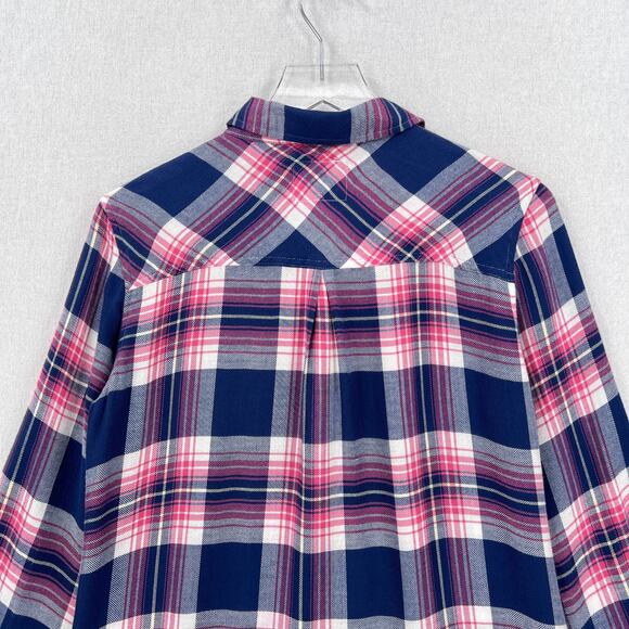 RAILS Hunter Plaid Shirt Womens Small Blue Pink Long Sleeve Button Up Azure Pink - Picture 7 of 16